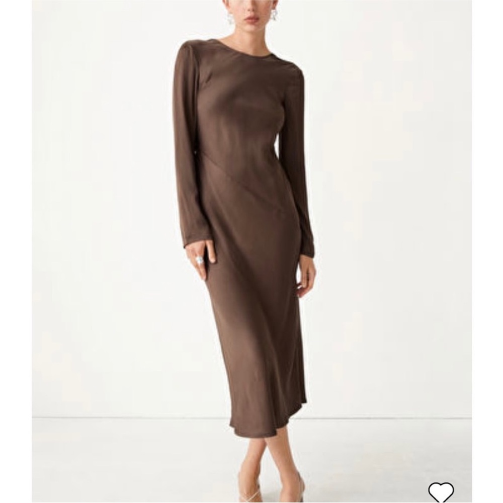 & Other Stories Open Back Long Sleeve Maxi Dress Brown XS